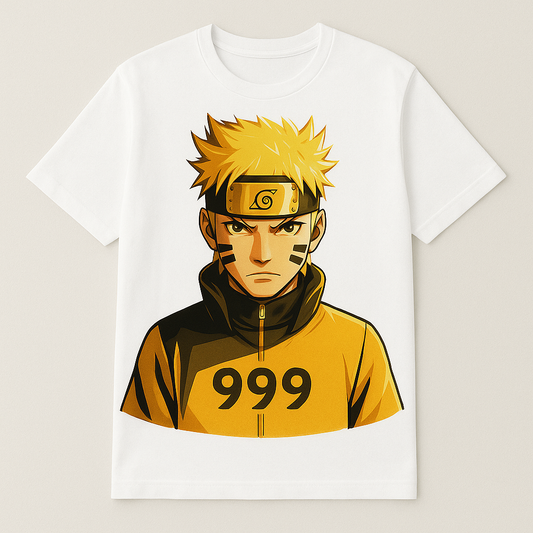 Naruto Nine Tails Mode T-Shirt – Anime Graphic Tee for Fans | Yellow “999” Design